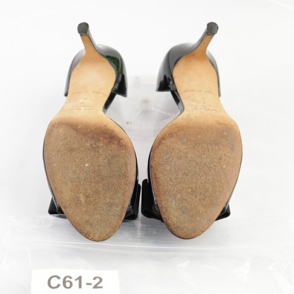 Kate Spade Womens Gina Sandals Size 7 Black Patent Bow D'Orsay Heel Dress Shoes - Picture 7 of 13